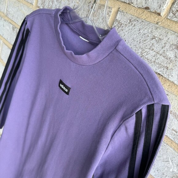 Adidas Three Stripes Purple 3/4 Sleeve Ribbed Dress Women's Size XS. - Picture 4 of 6